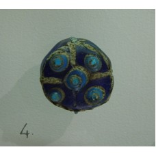 Circular glass buckle, cross design in the center